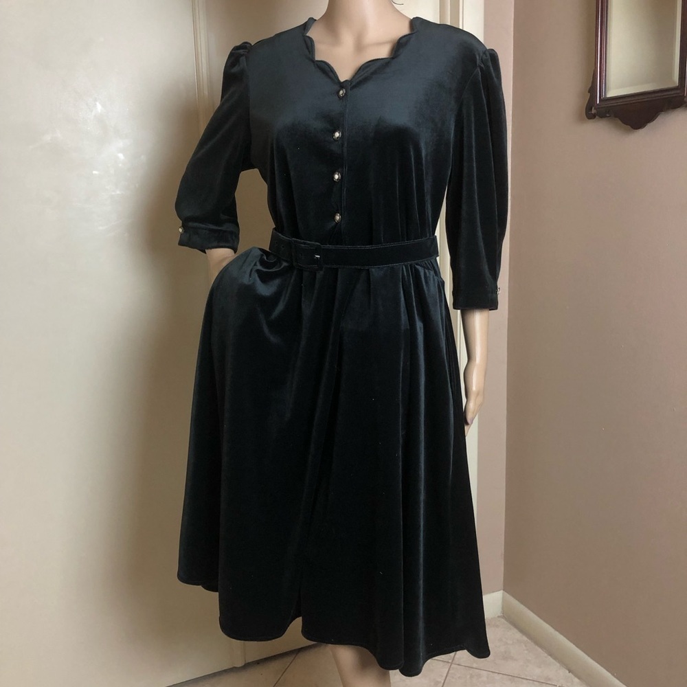 Anthony Richards Vintage Black Velvet Gothic Dress